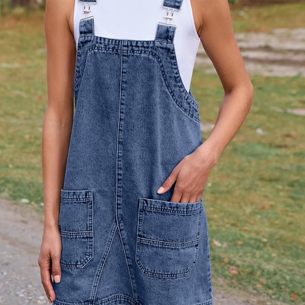 Casual Blue Denim Overall Dress